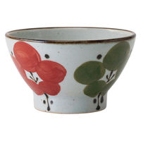 西海陶器 波佐見焼 二色花 軽量くらわんか碗 中・赤 1箱(5個入) 74219（直送品）