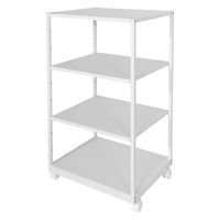 スマイル プリンターラック/ワゴン 4段 ホワイト 幅605×奥行482×高さ1002mm キャスター付(ストッパー付) 1台