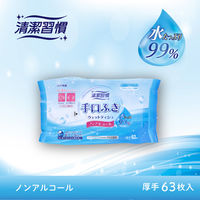 iiもの本舗 清潔習慣 手口ふき ウェットティシュ 厚手 63枚入 4589596695938 1袋（直送品）