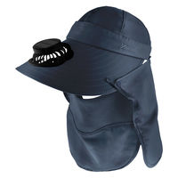 ソーラーファン付帽子 熱中症対策 ネイビー 軽量 低騒音 お手入れ簡単 扇風機  屋外作業 農作業 暑さ対策 8way（直送品）