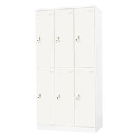 Netforce イーセンブリー ロッカー 6人用 シリンダー錠 幅900mm スチール 更衣ロッカー ホワイト 1台（直送品）