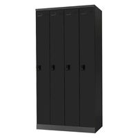 Netforce イーセンブリー ロッカー 4人用 シリンダー錠 幅900mm スチール 更衣ロッカー ブラック 1台（直送品）