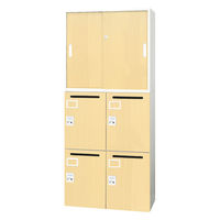 Netforce イーセンブリー 引戸書庫+メールロッカー各1台 4人用 2段 鍵付 幅800mm ナチュラル 1セット（直送品）