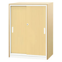 Netforce イーセンブリー 引戸書庫1台+天板1枚+側板2枚 3段 シリンダー錠 ベース付 ナチュラル 1セット（直送品）