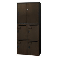 Netforce イーセンブリー 引戸書庫+メールロッカー各1台 4人用 2段 鍵付 幅800mm ダークブラウン 1セット（直送品）
