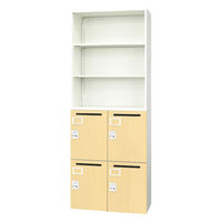 Netforce イーセンブリー 書庫1台+ロッカー1台 4人用 3段 鍵付き 幅800mm ナチュラル 1セット（直送品）