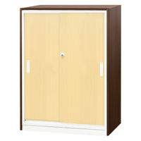 Netforce イーセンブリー 引戸書庫1台+天板1枚+側板2枚 3段 シリンダー錠 ベース付 ウォールナット 1セット（直送品）