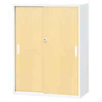 Netforce イーセンブリー 引戸書庫 3段 シリンダー錠 幅800mm スチール 木目 ナチュラル 1台（直送品）