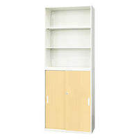 Netforce イーセンブリー オープン書庫1台+引戸書庫1台 3段×3段 シリンダー錠 スチール ナチュラル 1セット（直送品）