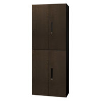 Netforce イーセンブリー 両開き書庫 2台セット 3段 シリンダー錠 幅800mm ダークブラウン 1セット（2台入）（直送品）