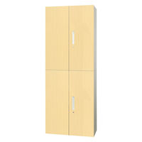 Netforce イーセンブリー 両開き書庫 2台セット 3段 シリンダー錠 幅800mm スチール ナチュラル 1セット（2台入）（直送品）