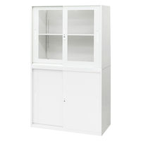 Netforce イーセンブリー 引戸書庫1台+引戸書庫1台 2段×2段 鍵付き アクリル スチール ホワイト 1セット（直送品）
