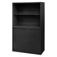 Netforce イーセンブリー オープン書庫1台+引戸書庫1台 2段×2段 シリンダー錠 幅880mm ブラック 1セット（直送品）