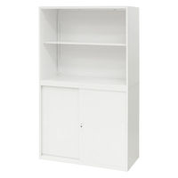 Netforce イーセンブリー オープン書庫1台+引戸書庫1台 2段×2段 シリンダー錠 幅880mm ホワイト 1セット（直送品）