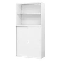 Netforce イーセンブリー オープン書庫1台+引戸書庫1台 2段×3段 シリンダー錠 幅880mm 高さ1860mm ホワイト 1セット（直送品）