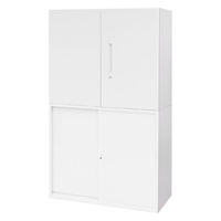 Netforce イーセンブリー 両開き書庫1台+引戸書庫1台 2段×2段 幅880mm スチール ホワイト 1セット（直送品）