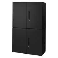 Netforce イーセンブリー 両開き書庫 2台セット 2段 シリンダー錠 幅880mm スチール ブラック 1セット（2台入）（直送品）