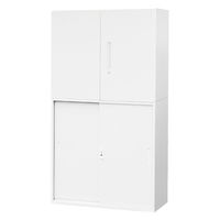 Netforce イーセンブリー 両開き書庫1台+引戸書庫1台 2段×3段 幅880mm 高さ1630mm スチール ホワイト 1セット（直送品）