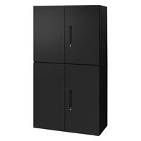 Netforce イーセンブリー 両開き書庫1台+両開き書庫1台 2段×3段 幅880mm スチール ブラック 1セット（直送品）