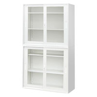 Netforce イーセンブリー 書庫 2台セット 3段 シリンダー錠 幅880mm アクリル スチール ホワイト 1セット（2台入）（直送品）