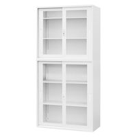 Netforce イーセンブリー 引戸書庫1台+引戸書庫1台 3段×3段 鍵付き 幅880mm アクリル ホワイト 1セット（直送品）