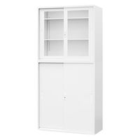 Netforce イーセンブリー 引戸書庫1台+引戸書庫1台 3段×3段 鍵付き アクリル スチール ホワイト 1セット（直送品）