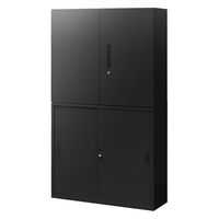 Netforce イーセンブリー 両開き書庫1台+引戸書庫1台 3段×3段 幅880mm スチール ブラック 1セット（直送品）