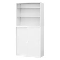 Netforce イーセンブリー オープン書庫1台+引戸書庫1台 3段×3段 シリンダー錠 幅880mm ホワイト 1セット（直送品）