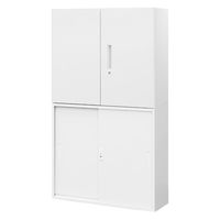 Netforce イーセンブリー 両開き書庫1台+引戸書庫1台 3段×3段 幅880mm 高さ1760mm スチール ホワイト 1セット（直送品）