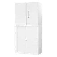 Netforce イーセンブリー 両開き書庫1台+引戸書庫1台 3段×3段 幅880mm 高さ1990mm スチール ホワイト 1セット（直送品）