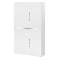 Netforce イーセンブリー 両開き書庫 2台セット 3段 シリンダー錠 幅880mm スチール ホワイト 1セット（2台入）（直送品）