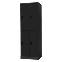 Netforce イーセンブリー ロッカー 4人用 シリンダー錠 幅600mm スチール スリムロッカー ブラック 1台（直送品）