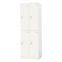 Netforce イーセンブリー ロッカー 4人用 シリンダー錠 幅600mm スチール スリムロッカー ホワイト 1台（直送品）