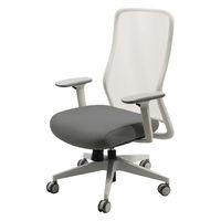 Netforce シースルーチェア チェア 肘付き オフィスチェア ホワイトフレーム×座面スレイトグレー 1脚（直送品）