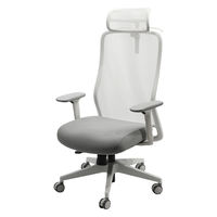 Netforce シースルーチェア オフィスチェア 肘付き ヘッドレスト ホワイトフレーム×座面ストーングレー 1脚（直送品）