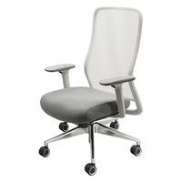 Netforce シースルーチェア オフィスチェア 肘付き アルミ脚 ホワイトフレーム×座面ストーングレー 1脚（直送品）