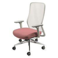 Netforce シースルーチェア オフィスチェア 肘付き アルミ脚 ホワイトフレーム×座面ダリアレッド 1脚（直送品）