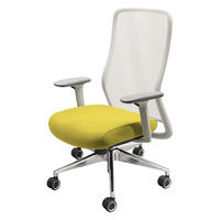 Netforce シースルーチェア オフィスチェア 肘付き アルミ脚 ホワイトフレーム×座面ミモザイエロー 1脚（直送品）