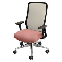 Netforce シースルーチェア オフィスチェア 肘付き アルミ脚 ブラックフレーム×座面ダリアレッド 1脚（直送品）