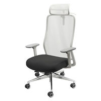 Netforce シースルーチェア チェア 肘付き アルミ脚 ヘッドレスト ホワイトフレーム×座面ナイトブラック 1脚（直送品）