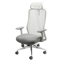 Netforce シースルーチェア チェア 肘付き アルミ脚 ヘッドレスト ホワイトフレーム×座面ストーングレー 1脚（直送品）