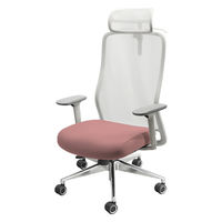 Netforce シースルーチェア チェア 肘付き アルミ脚 ヘッドレスト ホワイトフレーム×座面ダリアレッド 1脚（直送品）