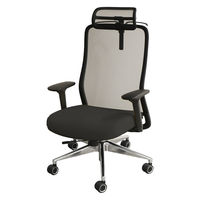 Netforce シースルーチェア チェア 肘付き アルミ脚 ヘッドレスト ブラックフレーム×座面ナイトブラック 1脚（直送品）