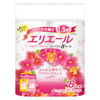 トイレットペーパー パルプ フローラルの香り ダブル エリエール フラワープリントコンパクト 1パック（8ロール入）大王製紙
