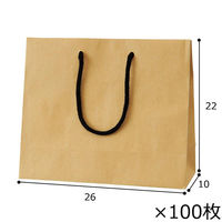 ストア・エキスプレス 【100枚】手提げ紙袋 無地クラフト 26×10×22cm 36005-1013 1セット(100枚)（直送品）