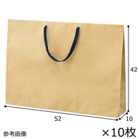 ストア・エキスプレス 【10枚】ショルダーバッグ ベージュ無地紙袋 紺ひも 52×10×42cm 36005-230 1セット(10枚)（直送品）
