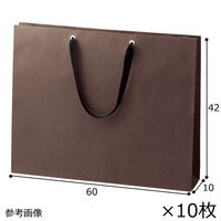 ストア・エキスプレス 【10枚】ショルダーバッグ ブラウン無地紙袋 黒ひも 60×10×42cm 36005-391 1セット(10枚)（直送品）