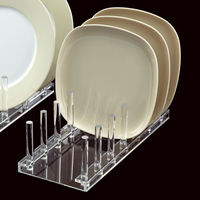 ストア・エキスプレス 【3個】透明アクリル皿立て 6列用 5725-1000 1セット(3個) 61-166-9-1（直送品）