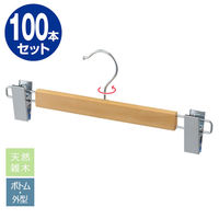 ストア・エキスプレス 【100本】木製ハンガー ナチュラル ボトム用 外型クリップ付き 6534-203 1セット(100本)（直送品）