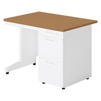 【組立設置込】プラス SA(エスエー) 片袖机 幅1000×奥行700×高さ720mm ミディアムウッド×ホワイト 1台（直送品）